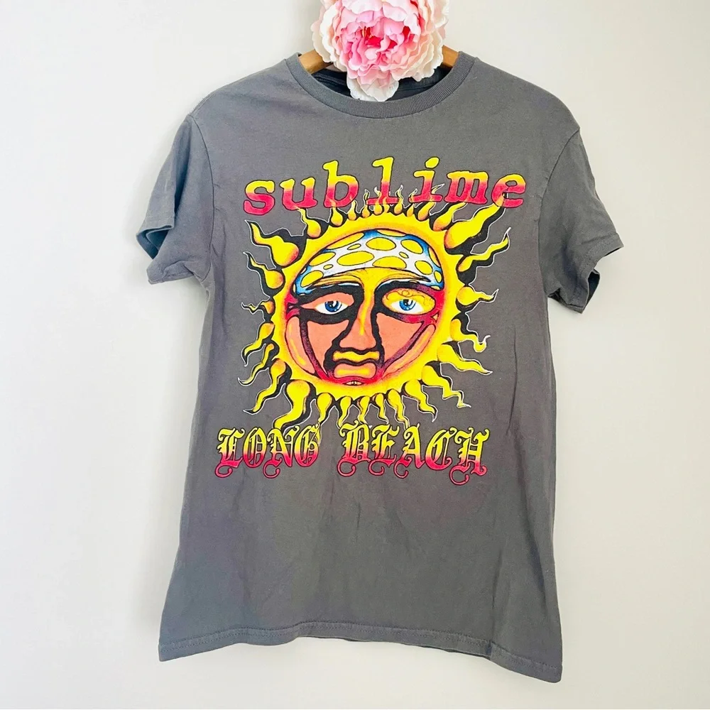 Sublime Gray Graphic Band Tee Long Beach Sun - Picture 3 of 6